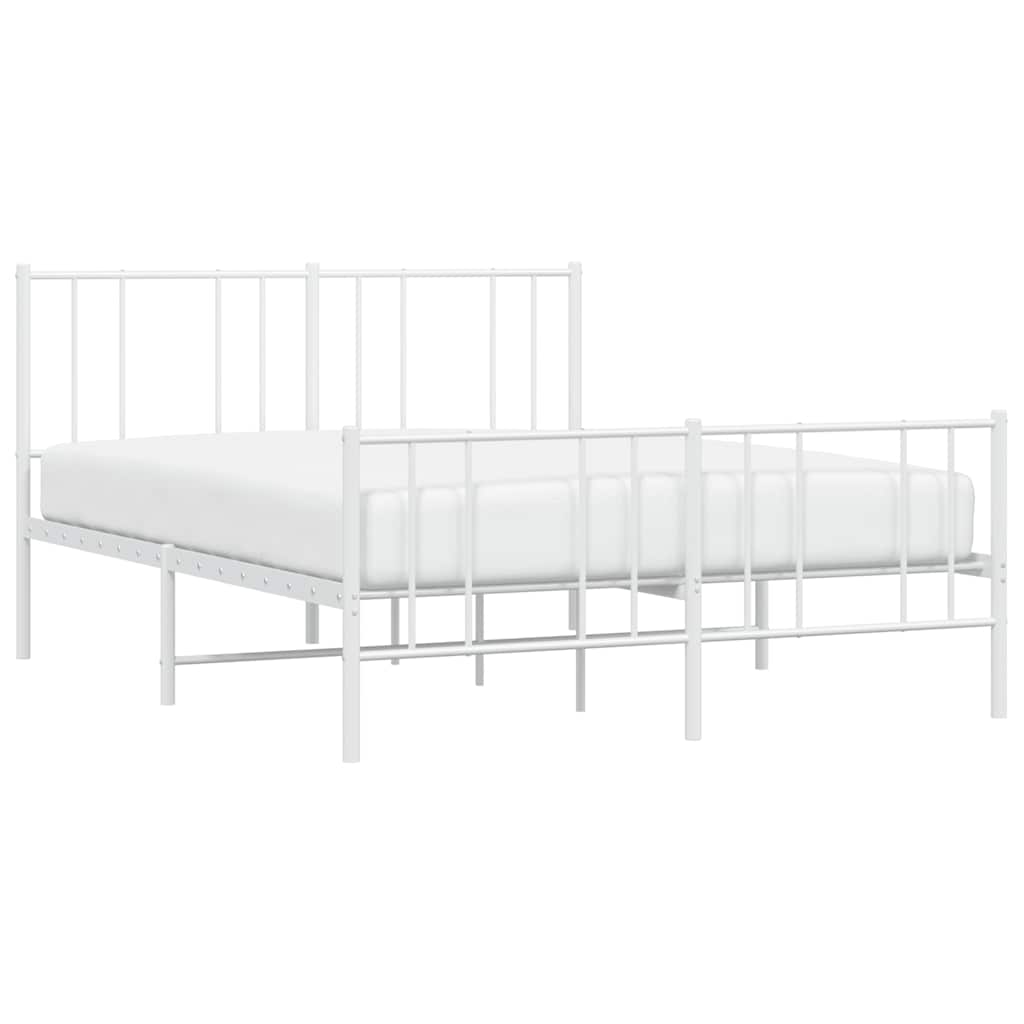Metal Bed Frame without Mattress with Footboard White 120x190cm