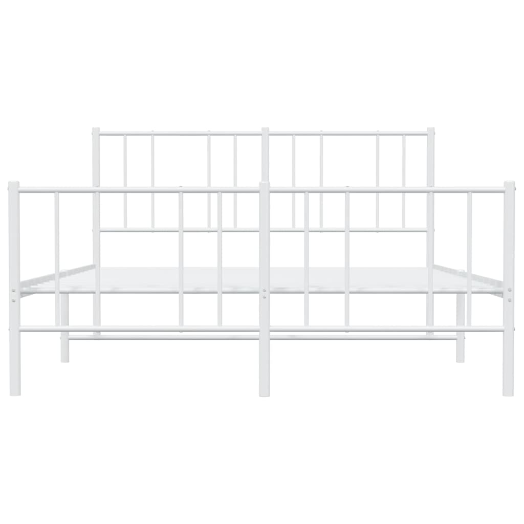 Metal Bed Frame without Mattress with Footboard White 120x190cm