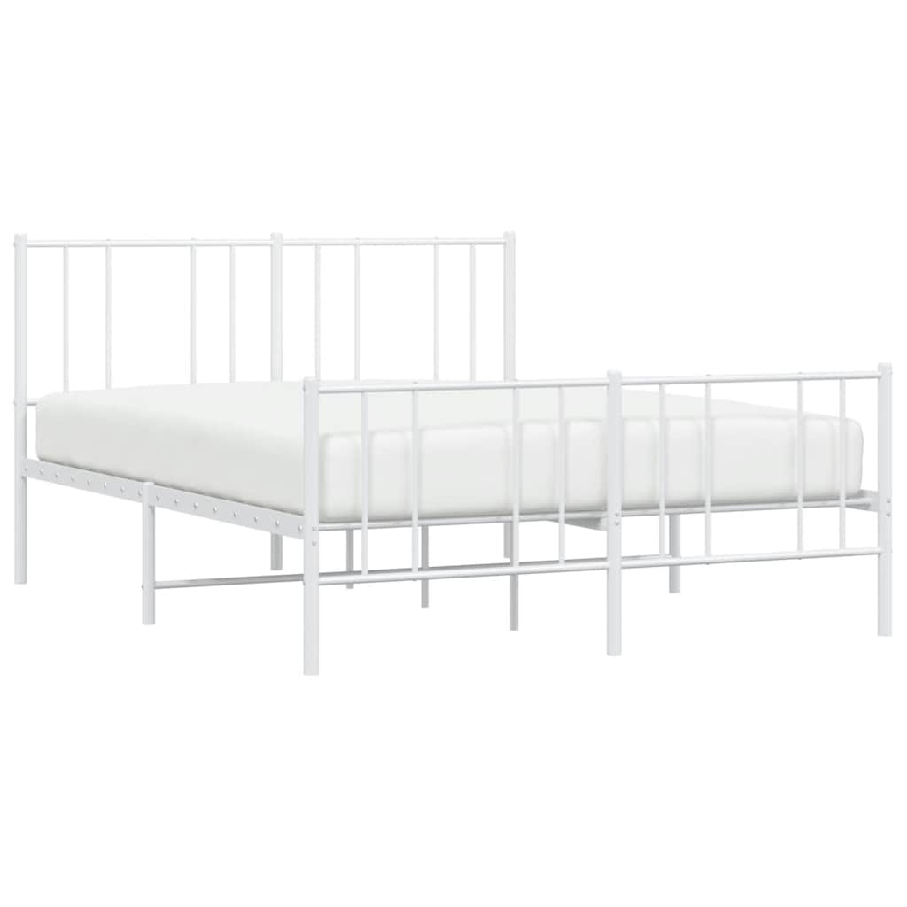 Metal Bed Frame without Mattress with Footboard White 120x200cm