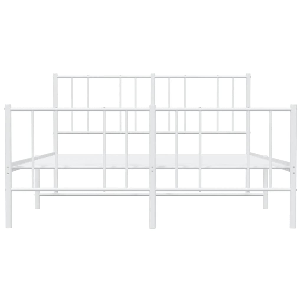 Metal Bed Frame without Mattress with Footboard White 120x200cm