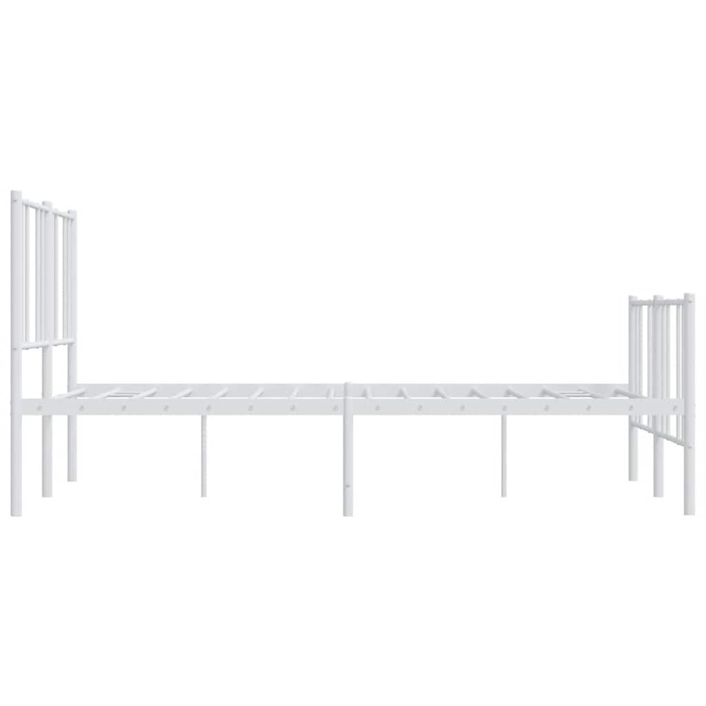 Metal Bed Frame without Mattress with Footboard White 120x200cm