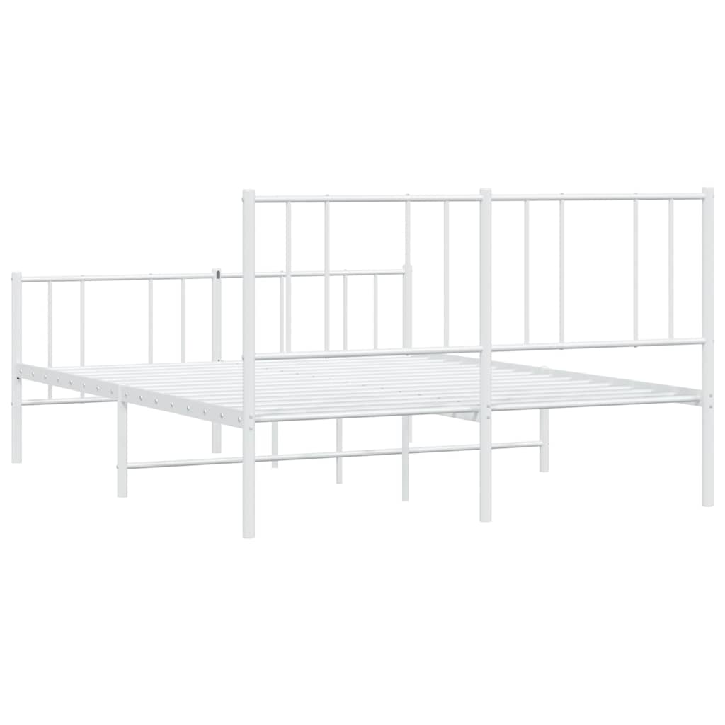 Metal Bed Frame without Mattress with Footboard White 120x200cm