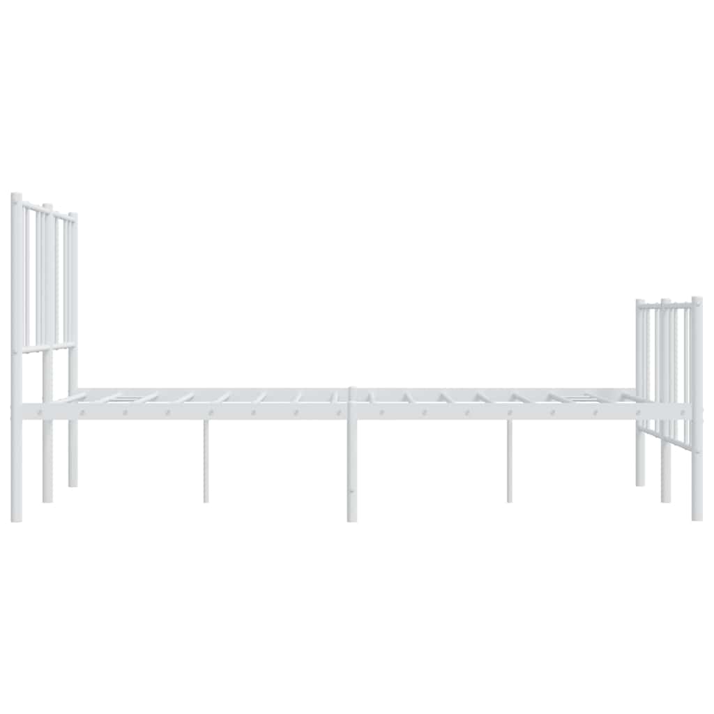 Metal Bed Frame without Mattress with Footboard White 135x190cm