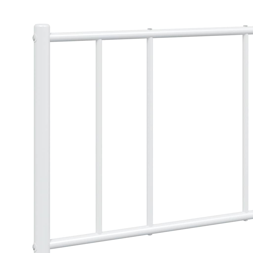 Metal Bed Frame without Mattress with Footboard White 135x190cm