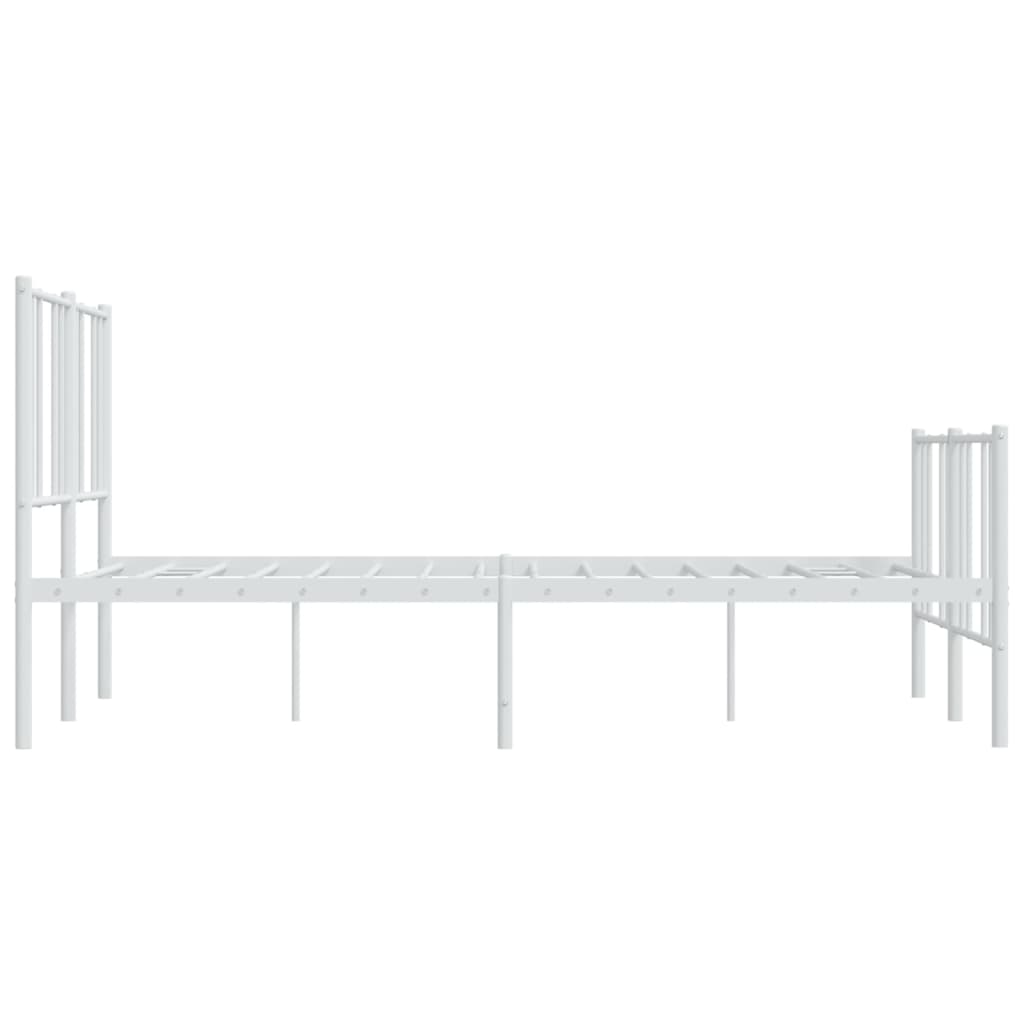 Metal Bed Frame without Mattress with Footboard White 140x190cm