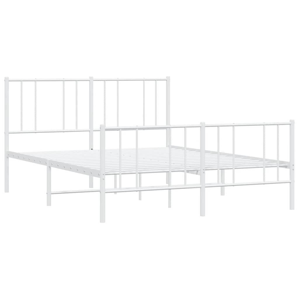 Metal Bed Frame without Mattress with Footboard White 140x200cm