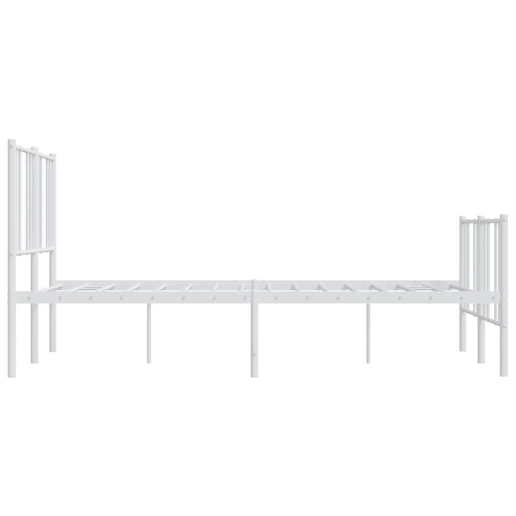 Metal Bed Frame without Mattress with Footboard White 140x200cm