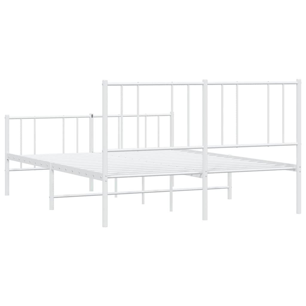 Metal Bed Frame without Mattress with Footboard White 140x200cm