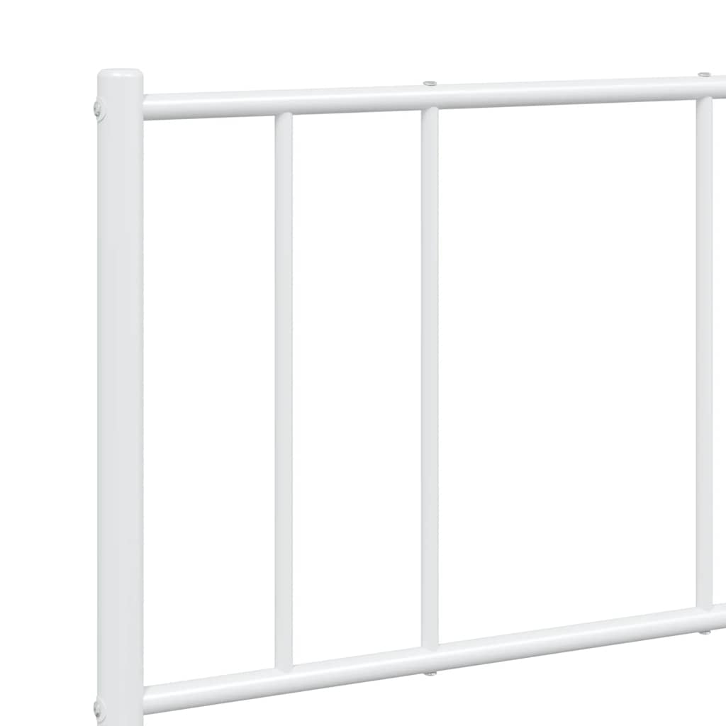 Metal Bed Frame without Mattress with Footboard White 140x200cm