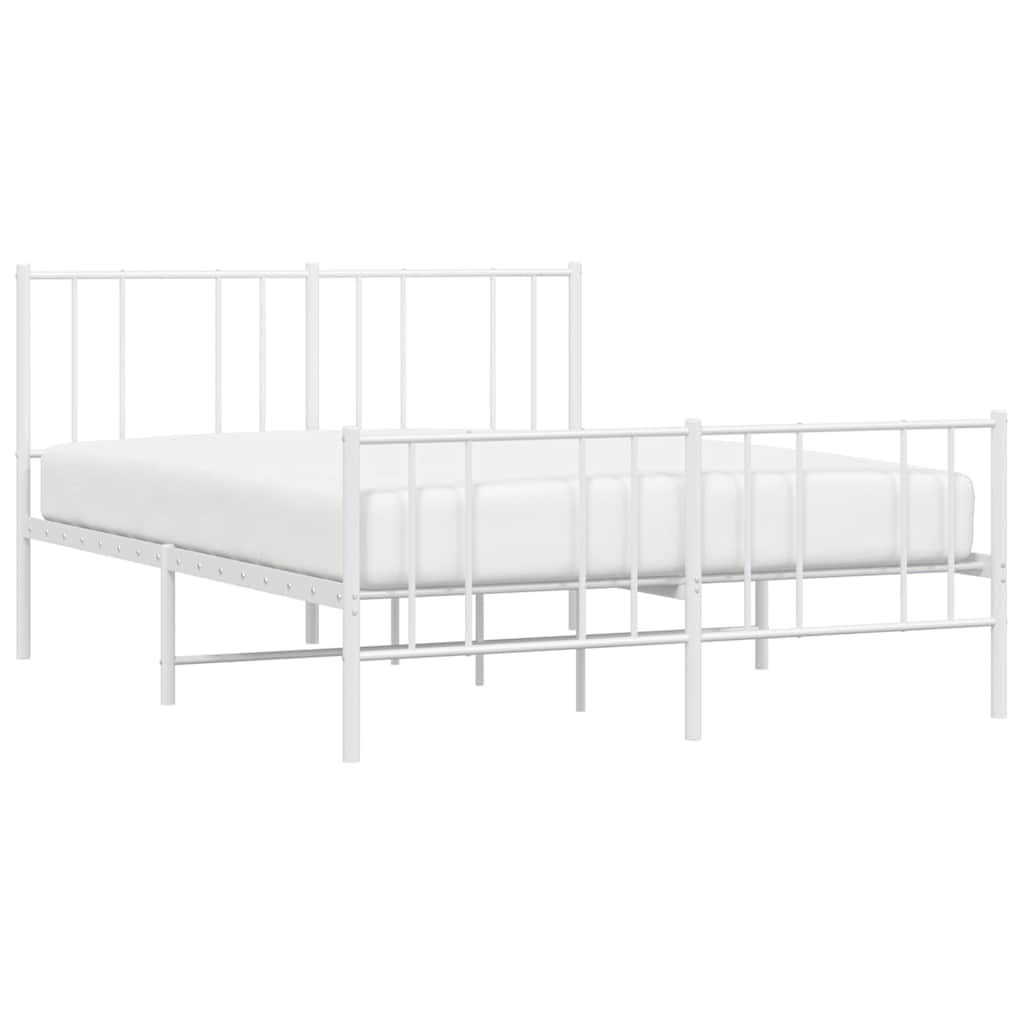 Metal Bed Frame without Mattress with Footboard White 150x200cm