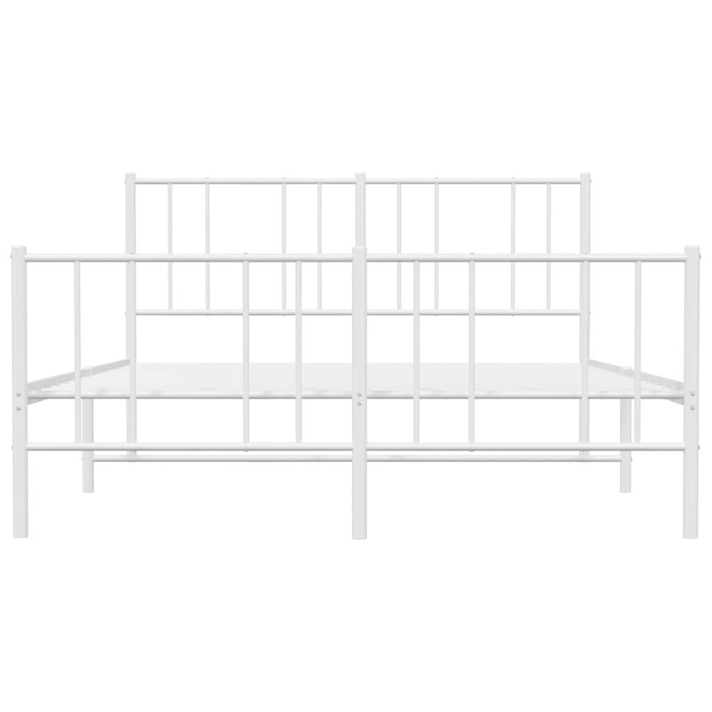 Metal Bed Frame without Mattress with Footboard White 150x200cm
