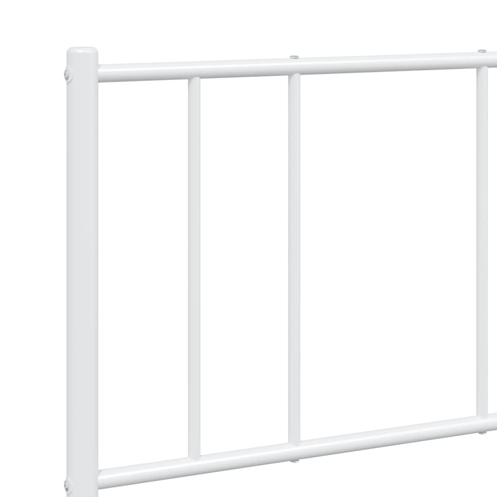 Metal Bed Frame without Mattress with Footboard White 150x200cm