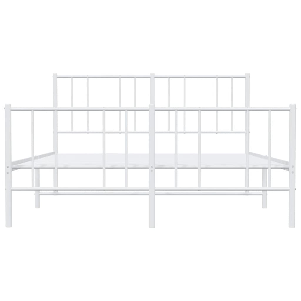 Metal Bed Frame without Mattress with Footboard White 160x200cm