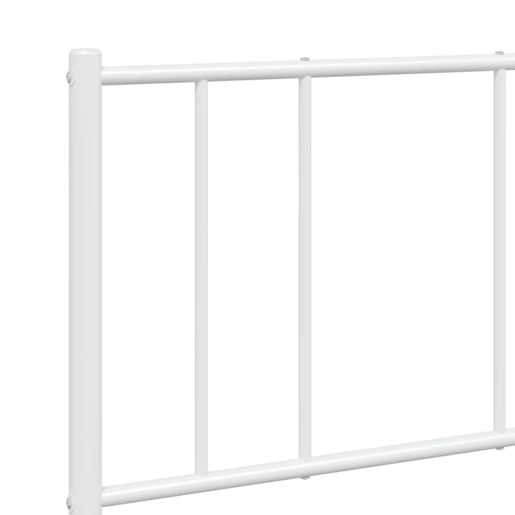 Metal Bed Frame without Mattress with Footboard White 160x200cm