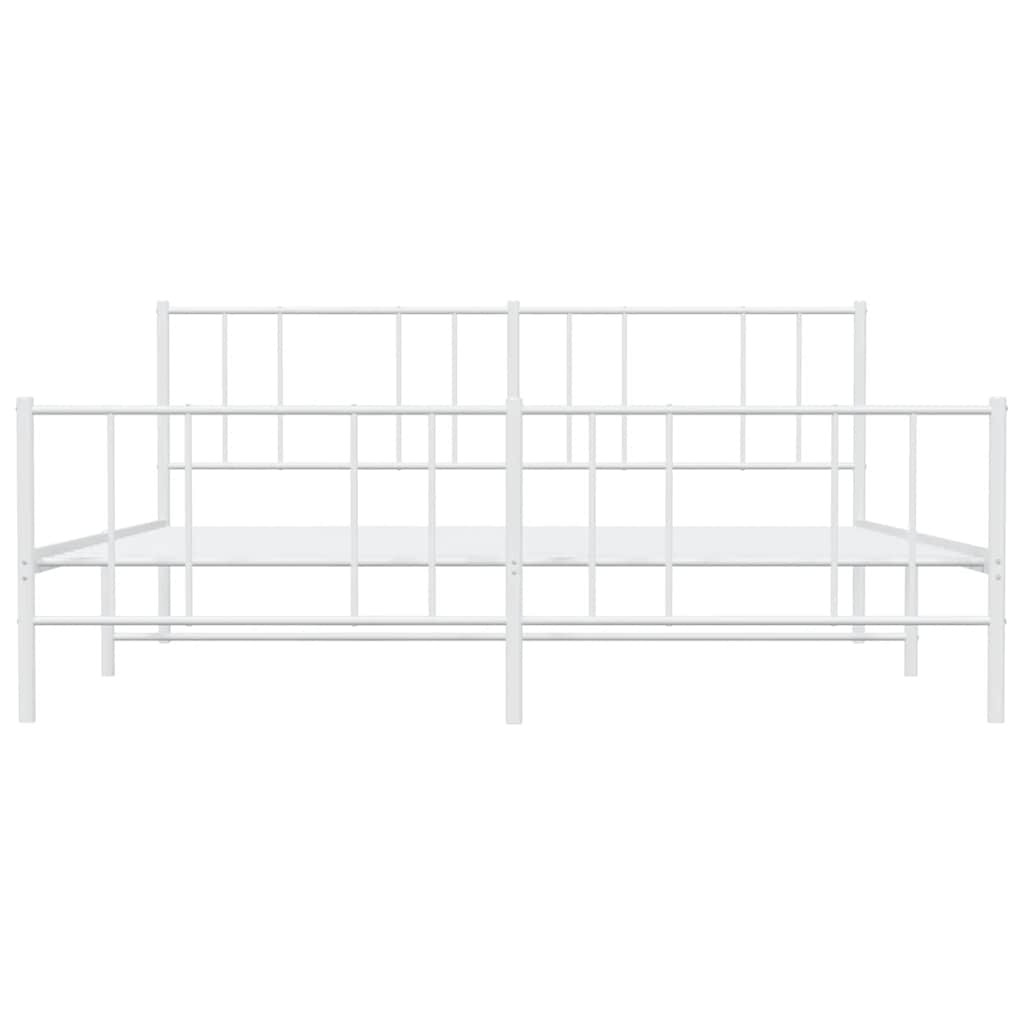 Metal Bed Frame without Mattress with Footboard White 180x200cm