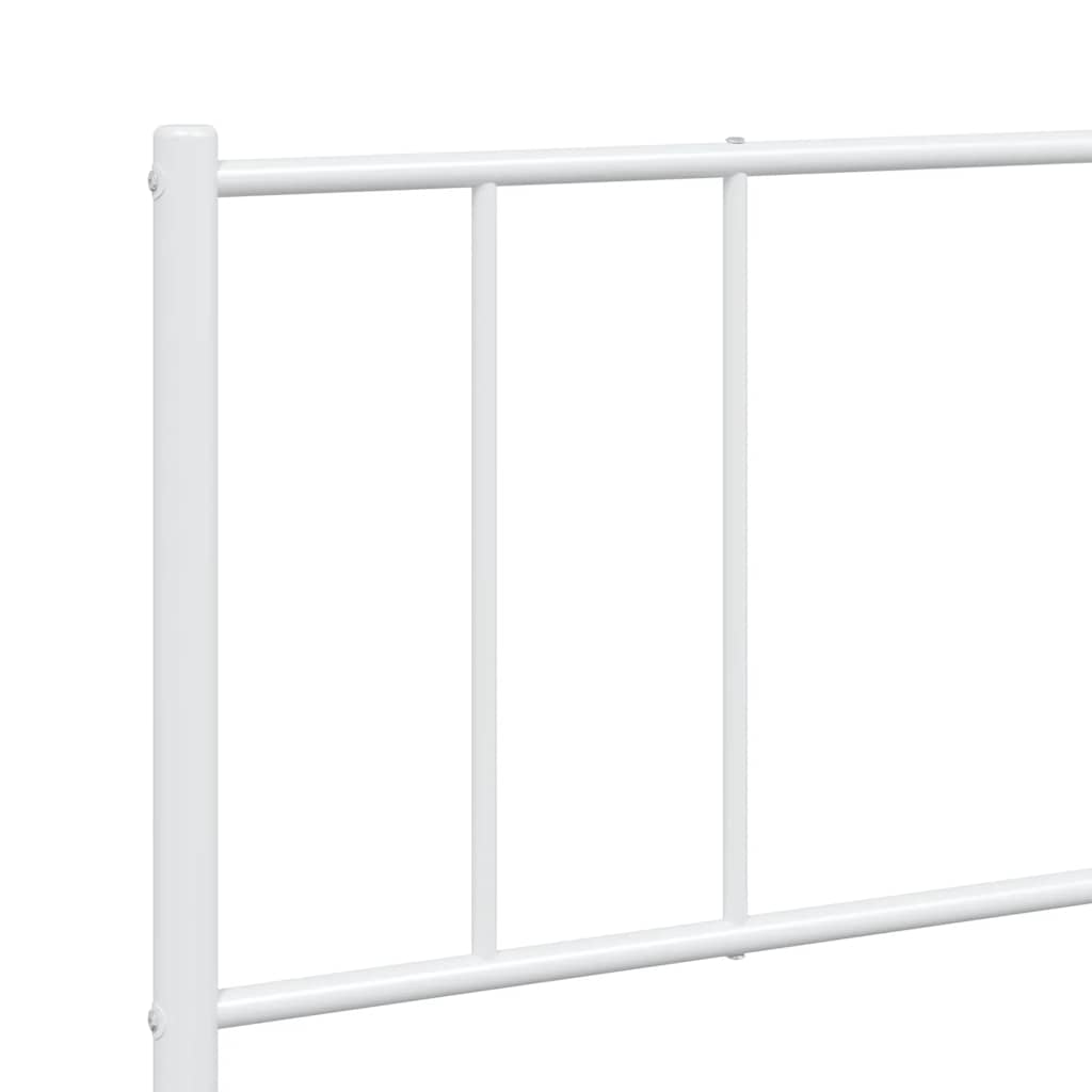 Metal Bed Frame without Mattress with Footboard White 180x200cm