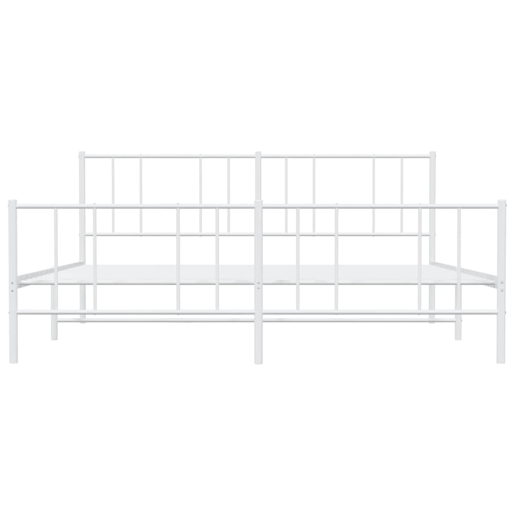 Metal Bed Frame without Mattress with Footboard White 183x213cm