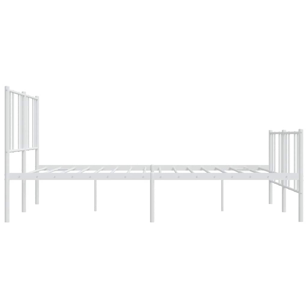 Metal Bed Frame without Mattress with Footboard White 183x213cm