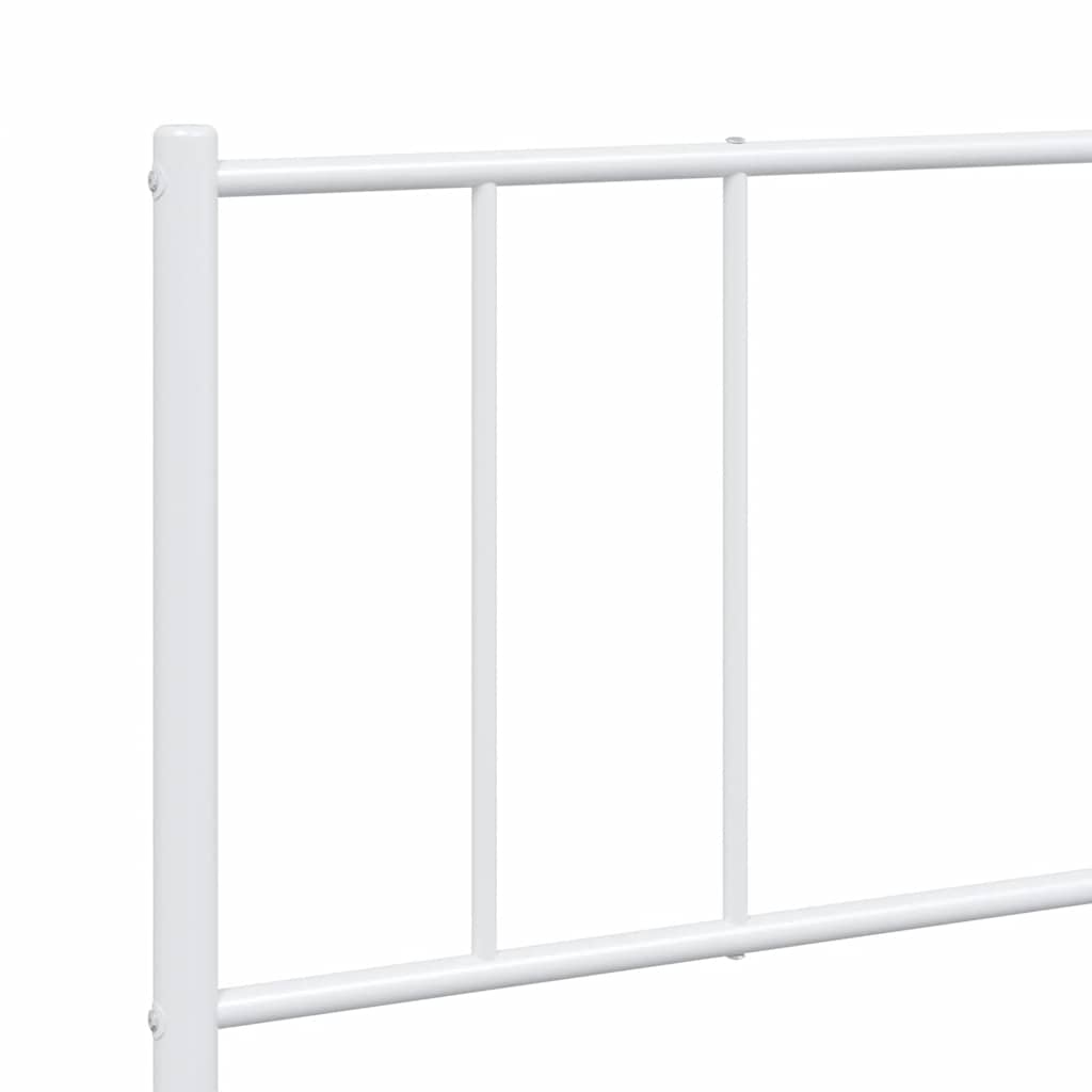 Metal Bed Frame without Mattress with Footboard White 183x213cm