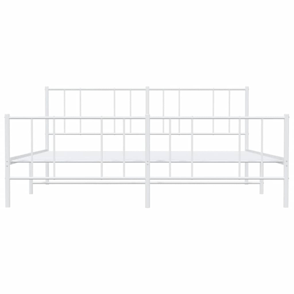 Metal Bed Frame without Mattress with Footboard White 193x203cm
