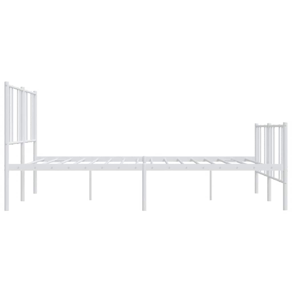Metal Bed Frame without Mattress with Footboard White 193x203cm