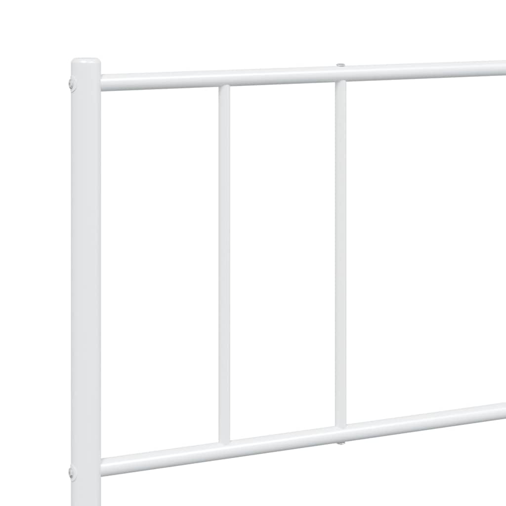 Metal Bed Frame without Mattress with Footboard White 193x203cm
