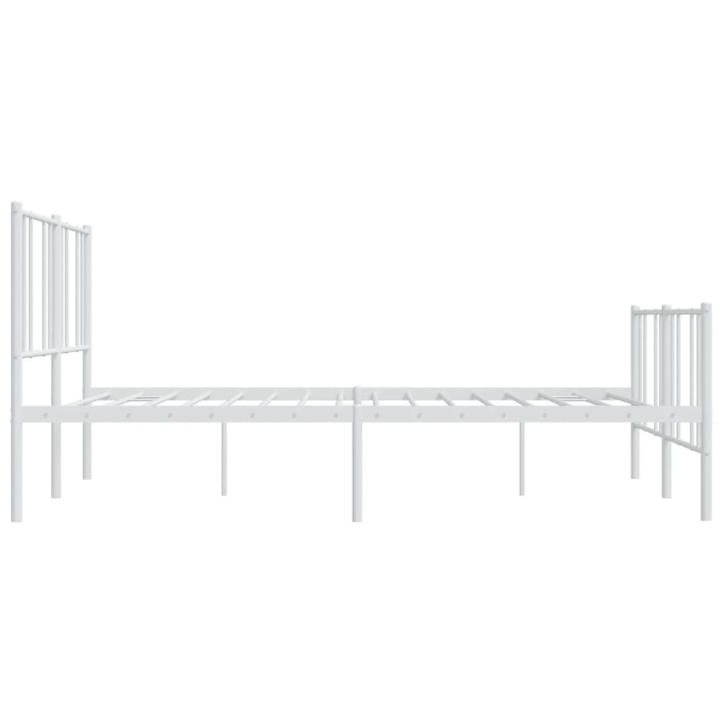 Metal Bed Frame without Mattress with Footboard White 200x200cm