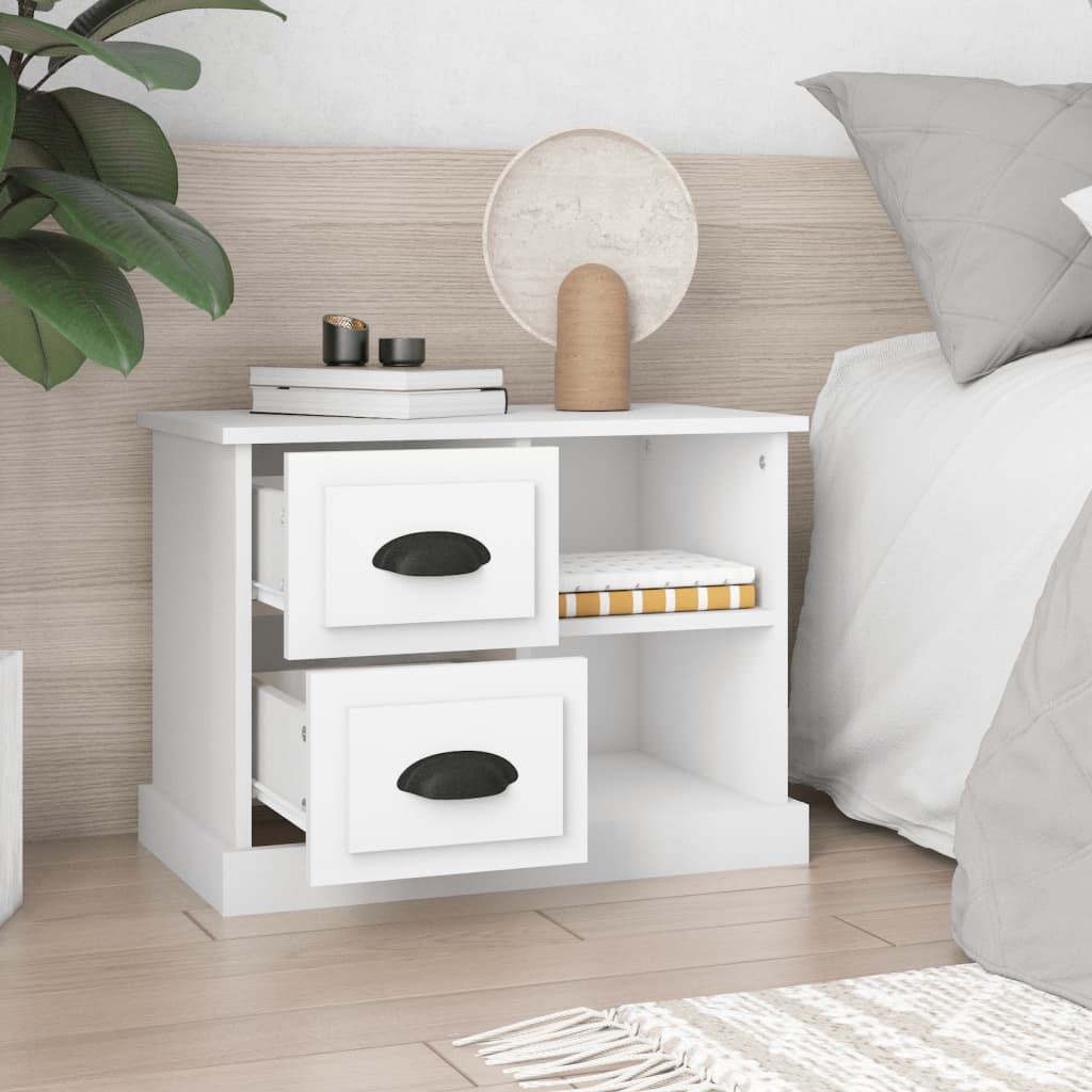 Bedside Cabinet White 60x35.5x45 cm
