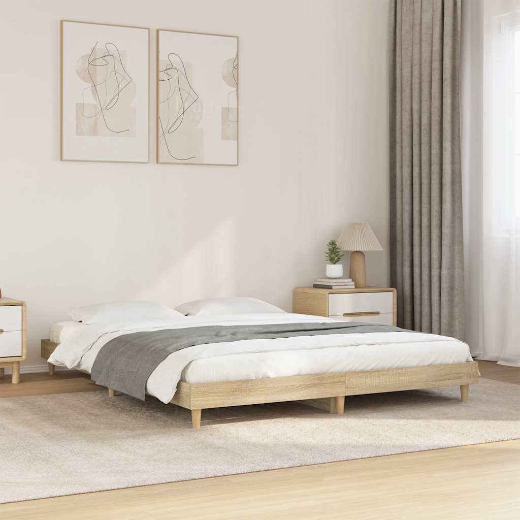 Bed Frame without Mattress Sonoma Oak 135x190 cm Double Engineered Wood