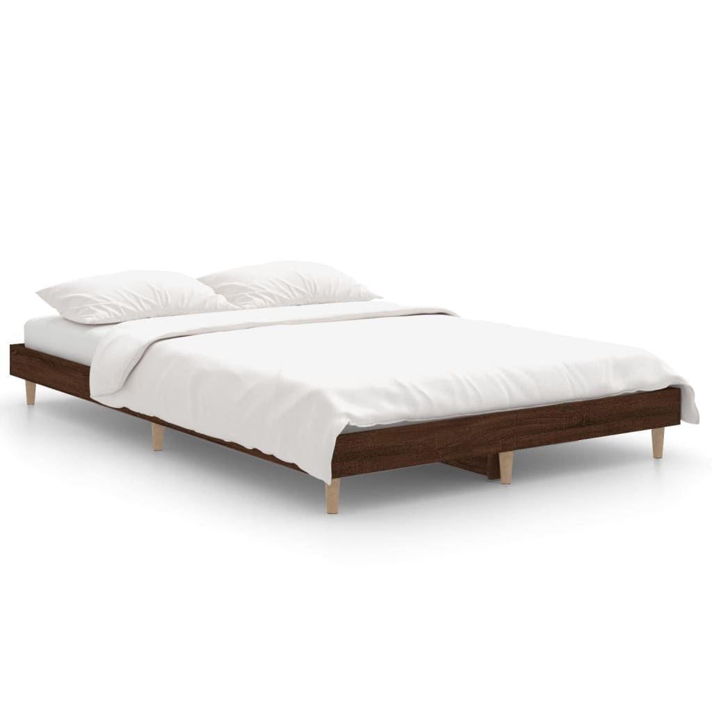 Bed Frame without Mattress Brown Oak 120x190 cm Small Double Engineered Wood