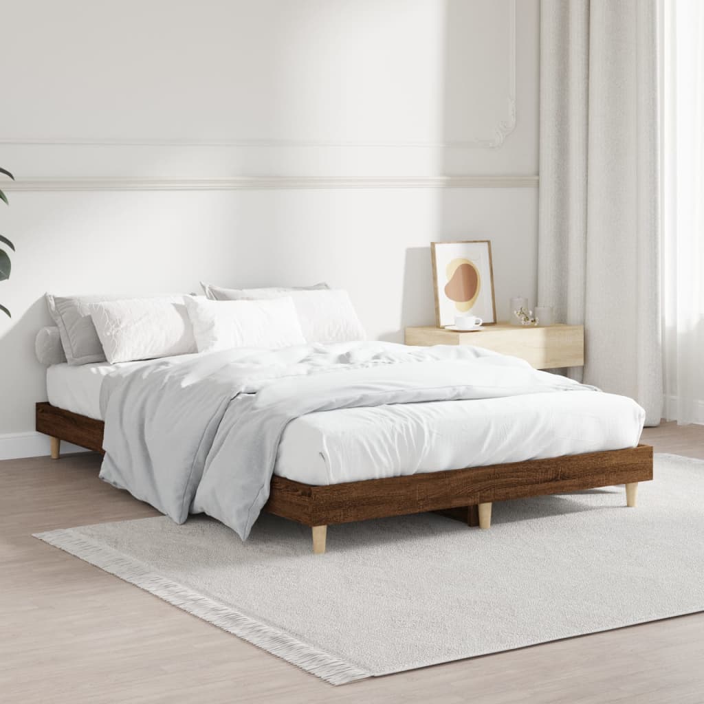 Bed Frame without Mattress Brown Oak 120x190 cm Small Double Engineered Wood