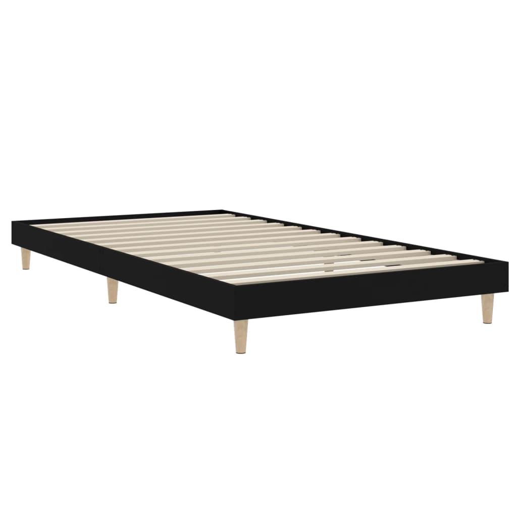 Bed Frame without Mattress Black 90x190 cm Single Engineered Wood