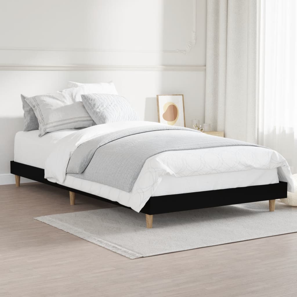 Bed Frame without Mattress Black 90x190 cm Single Engineered Wood