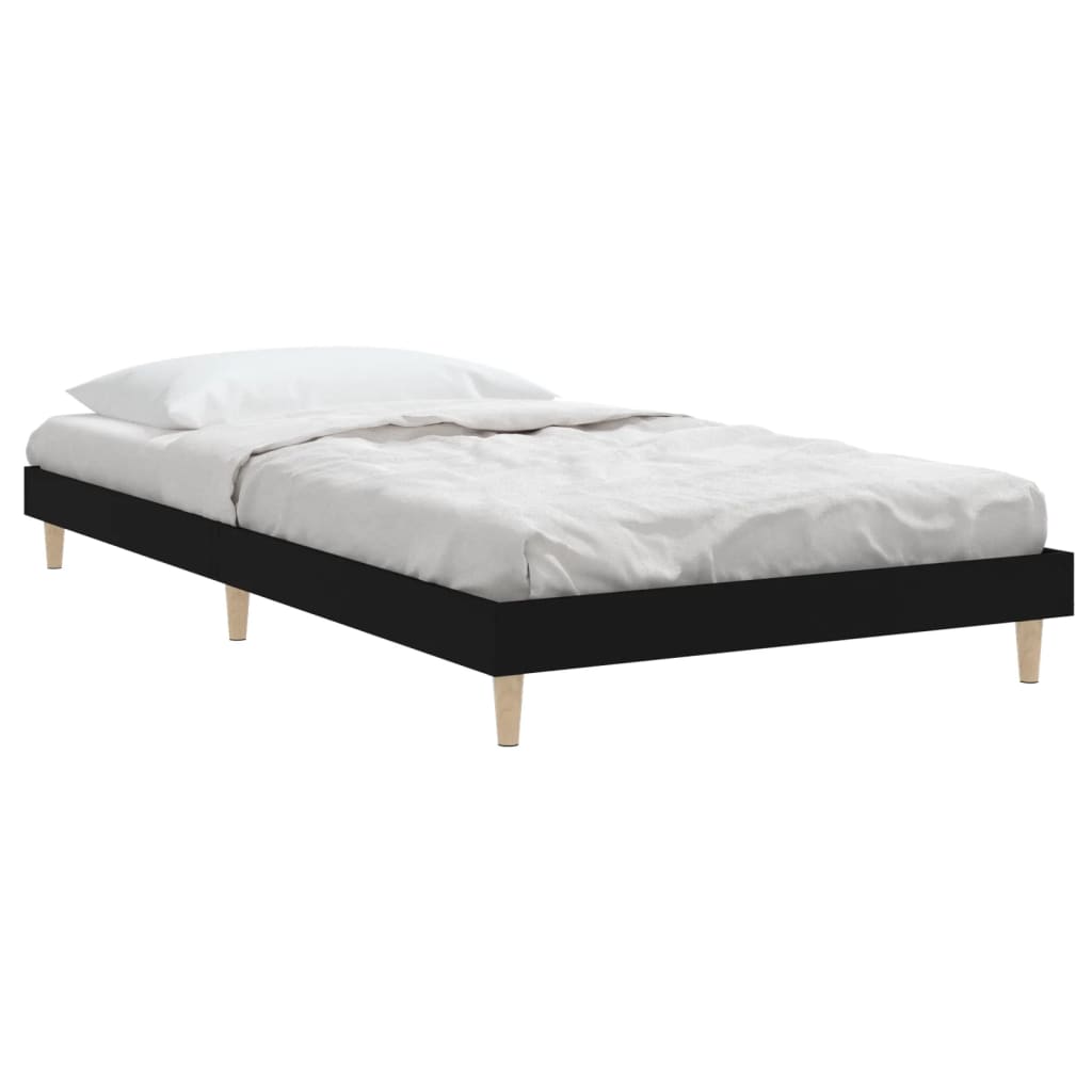 Bed Frame without Mattress Black 90x190 cm Single Engineered Wood
