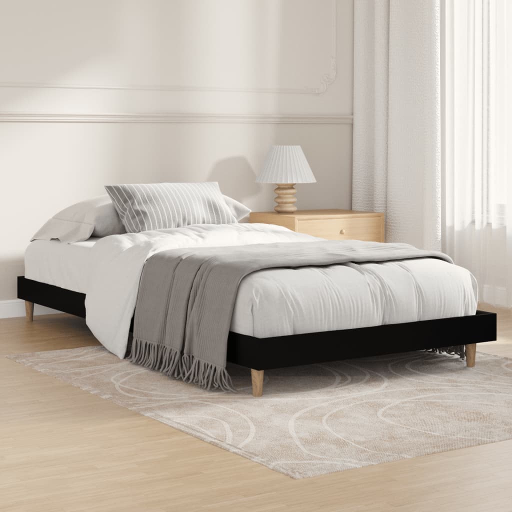 Bed Frame without Mattress Black 90x190 cm Single Engineered Wood