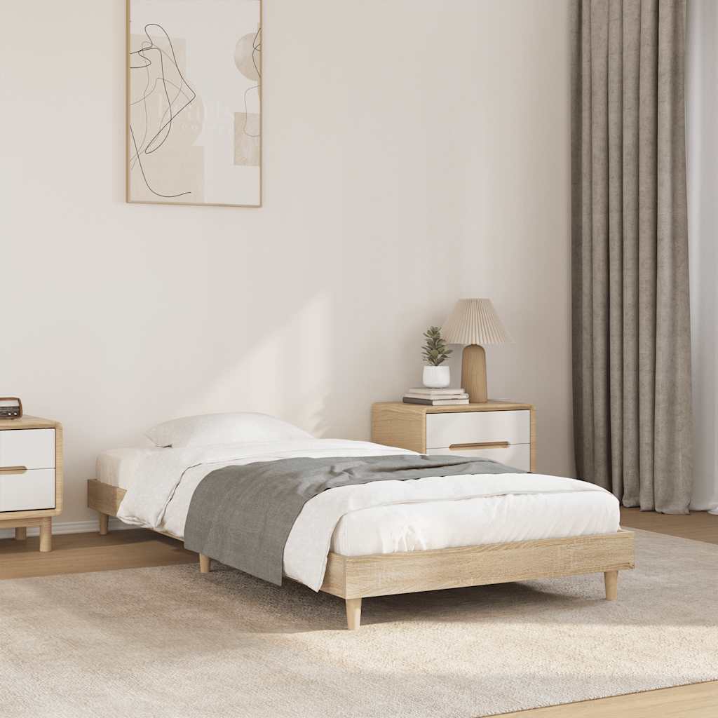 Bed Frame without Mattress Sonoma Oak 75x190 cm Small Single Engineered Wood
