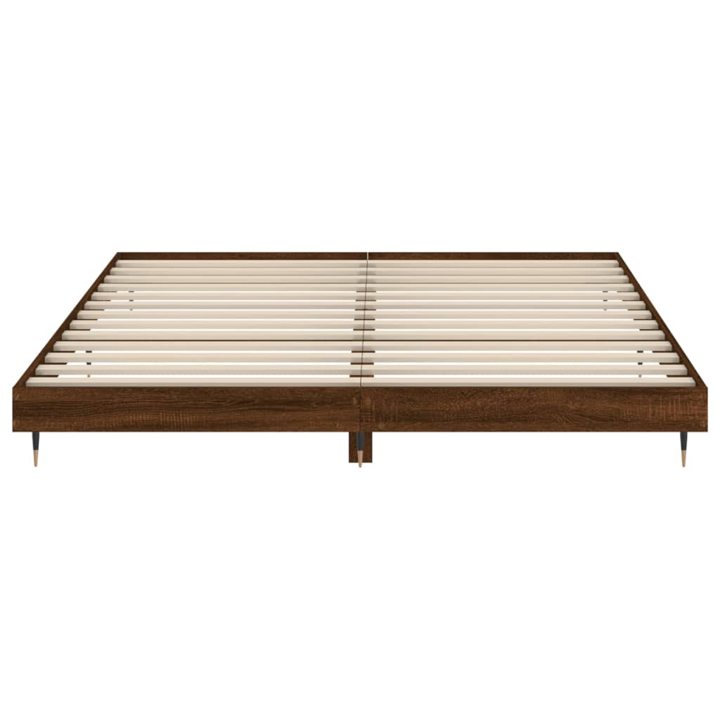 Bed Frame without Mattress Brown Oak 200x200 cm Engineered Wood