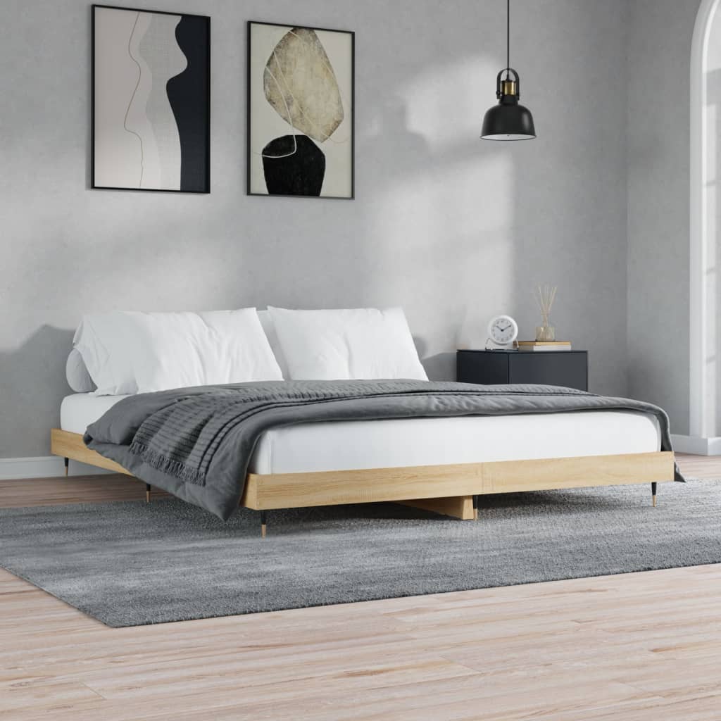 Bed Frame without Mattress Sonoma Oak 180x200 cm Super King Engineered Wood