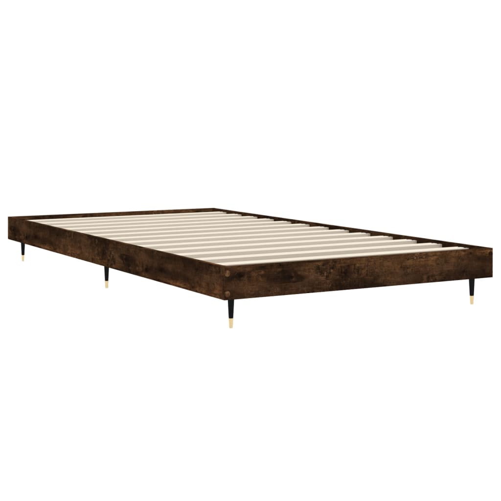 Bed Frame without Mattress Smoked Oak 100x200 cm Engineered Wood