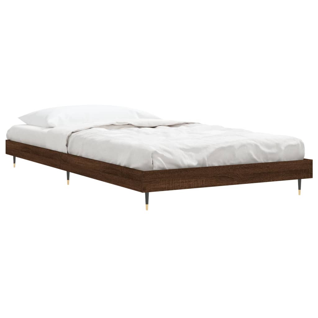 Bed Frame without Mattress Brown Oak 90x200 cm Engineered Wood