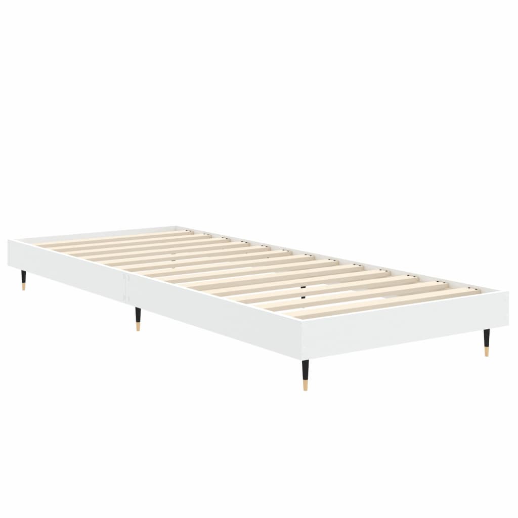Bed Frame without Mattress White 75x190 cm Small Single Engineered Wood