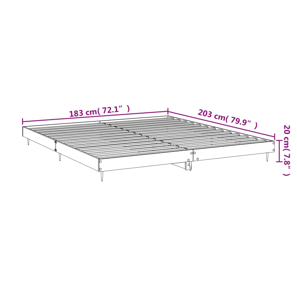 Bed Frame without Mattress Black 180x200 cm Super King Engineered Wood