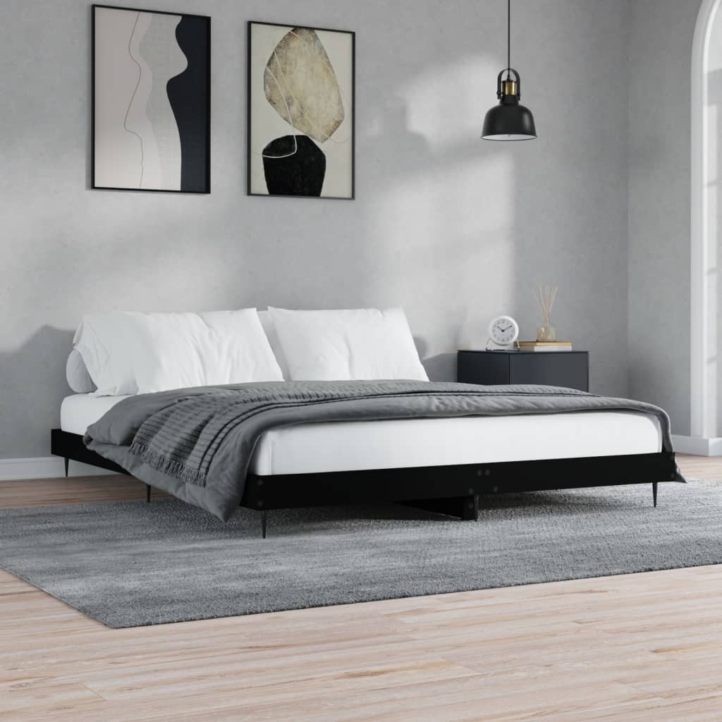 Bed Frame without Mattress Black 180x200 cm Super King Engineered Wood