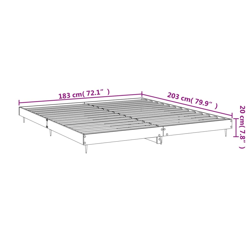 Bed Frame without Mattress Sonoma Oak 180x200 cm Super King Engineered Wood