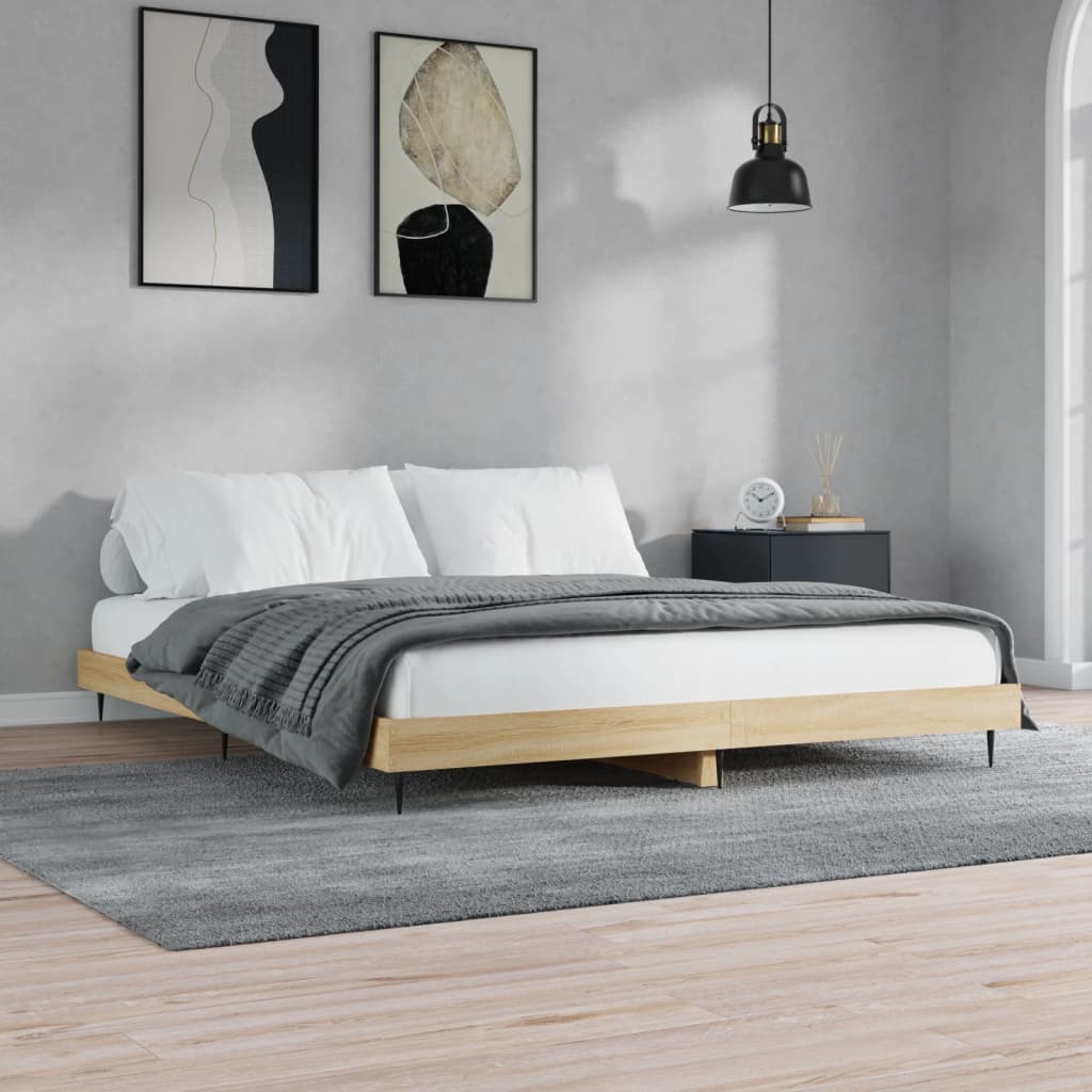 Bed Frame without Mattress Sonoma Oak 180x200 cm Super King Engineered Wood