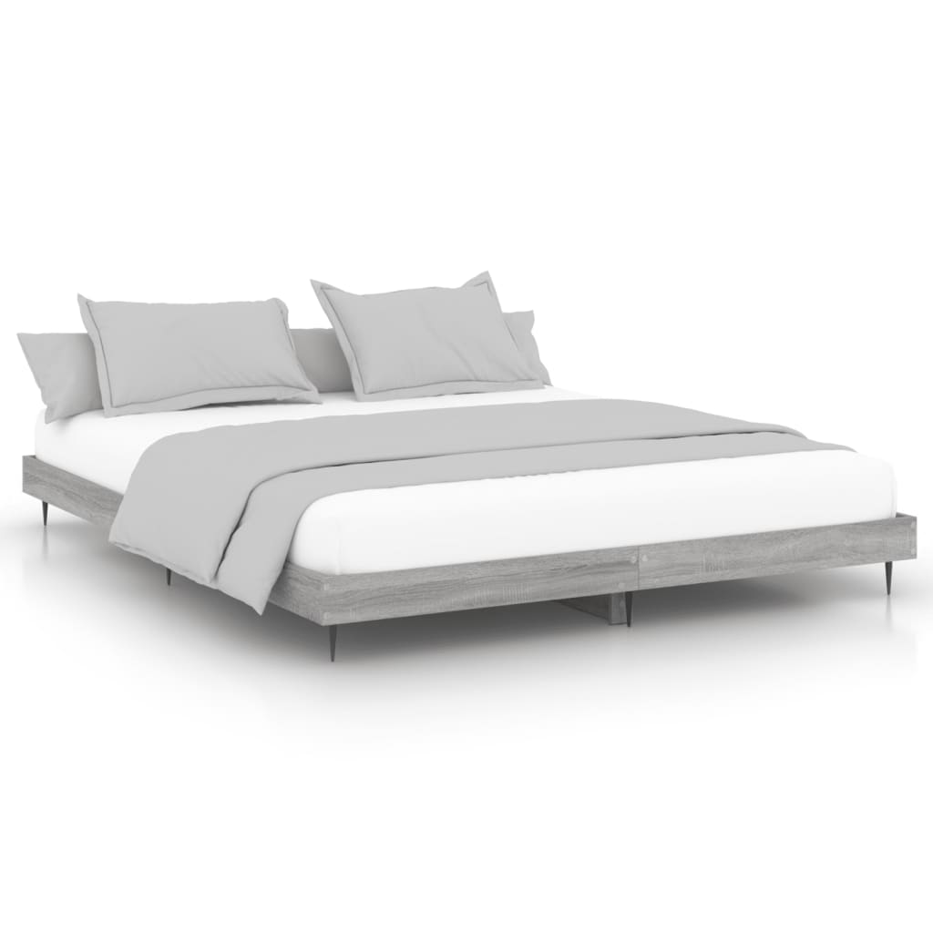 Bed Frame without Mattress Grey Sonoma 160x200 cm Engineered Wood