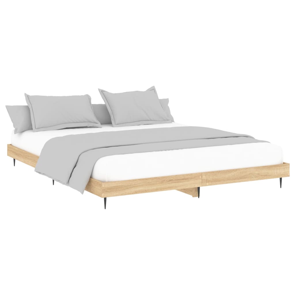 Bed Frame without Mattress Sonoma Oak 150x200 cm King Size Engineered Wood