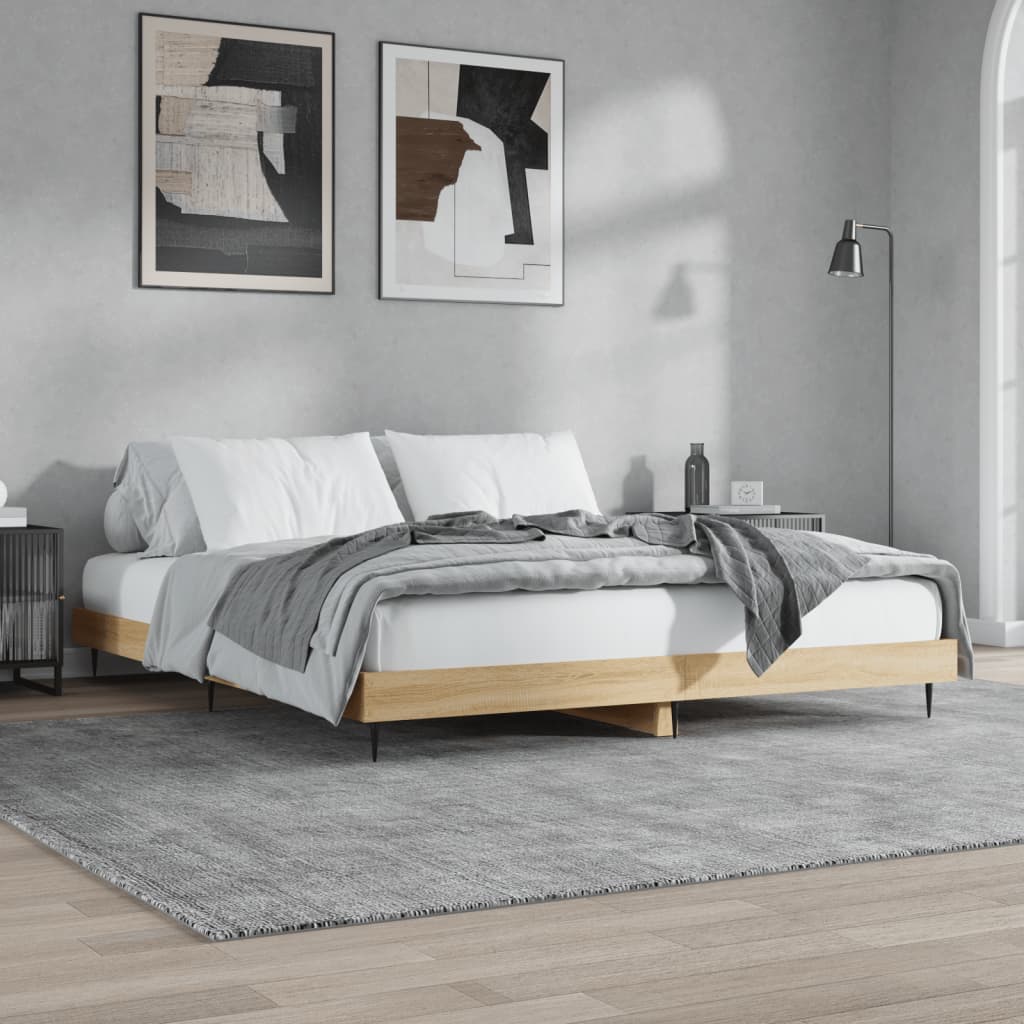 Bed Frame without Mattress Sonoma Oak 150x200 cm King Size Engineered Wood