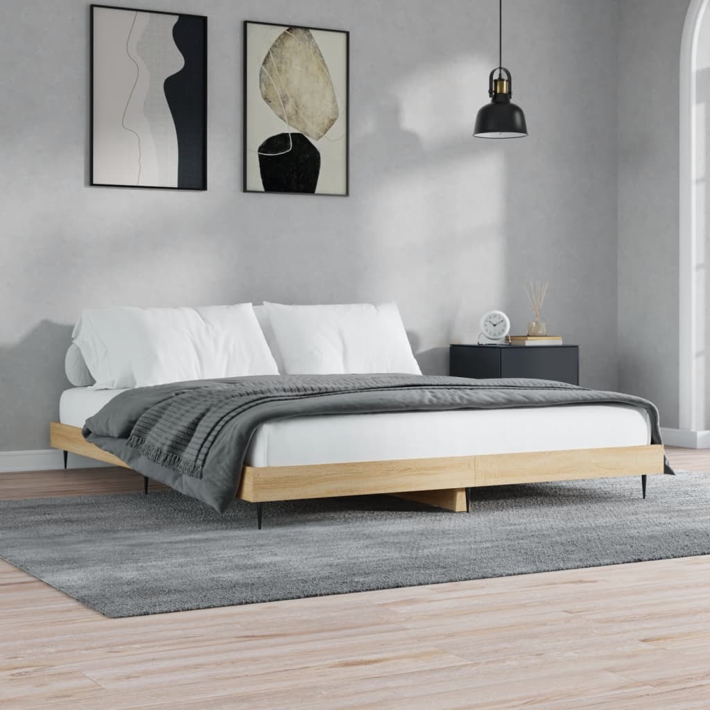 Bed Frame without Mattress Sonoma Oak 150x200 cm King Size Engineered Wood