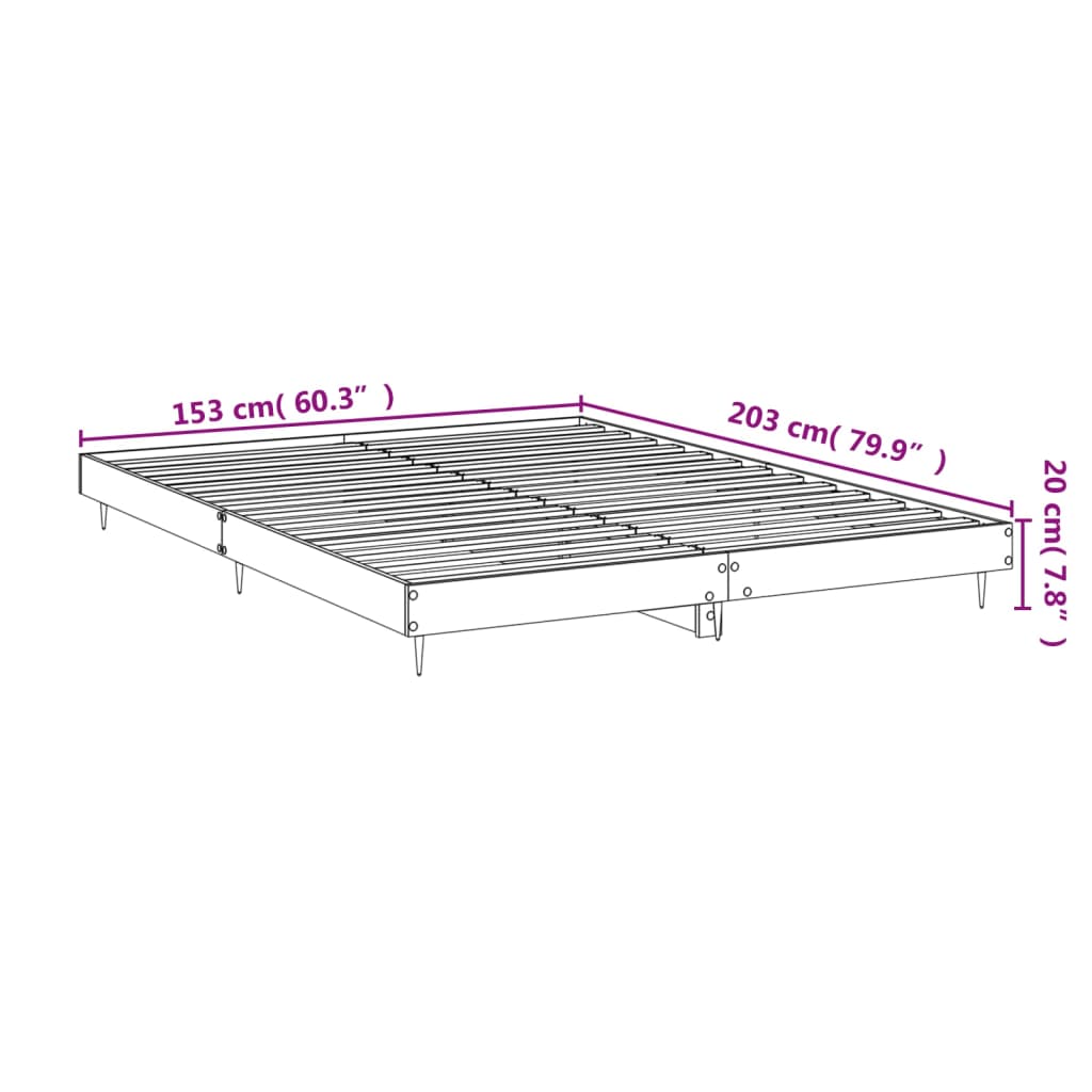 Bed Frame without Mattress Smoked Oak 150x200 cm King Size Engineered Wood